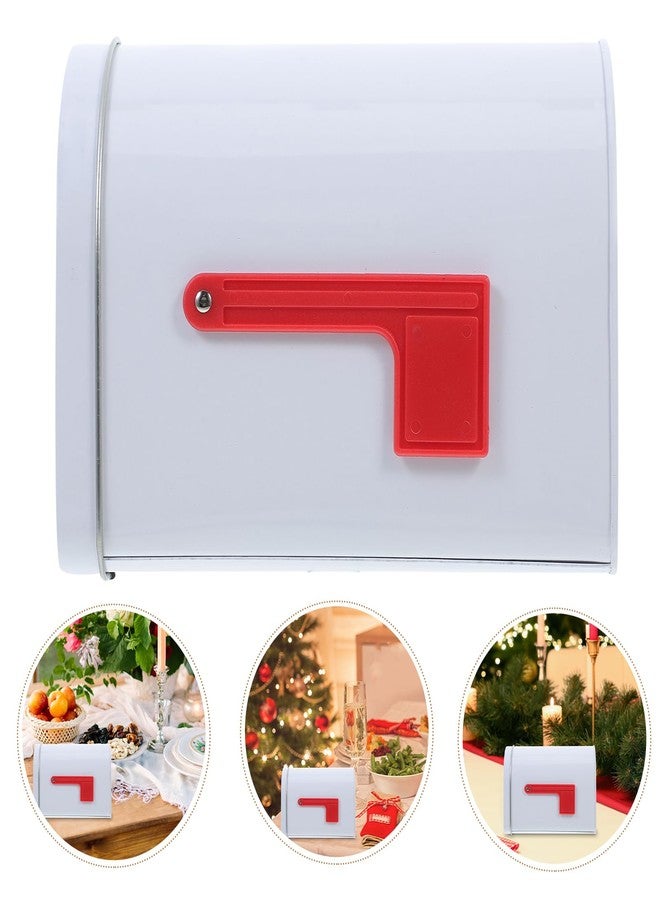 VOSCHOIX White Tinplate Storage Box, Kids Mailbox for Playhouse with Signal Flags, DIY Santa Mailbox for Home Decor & Gift Packaging - Image 4